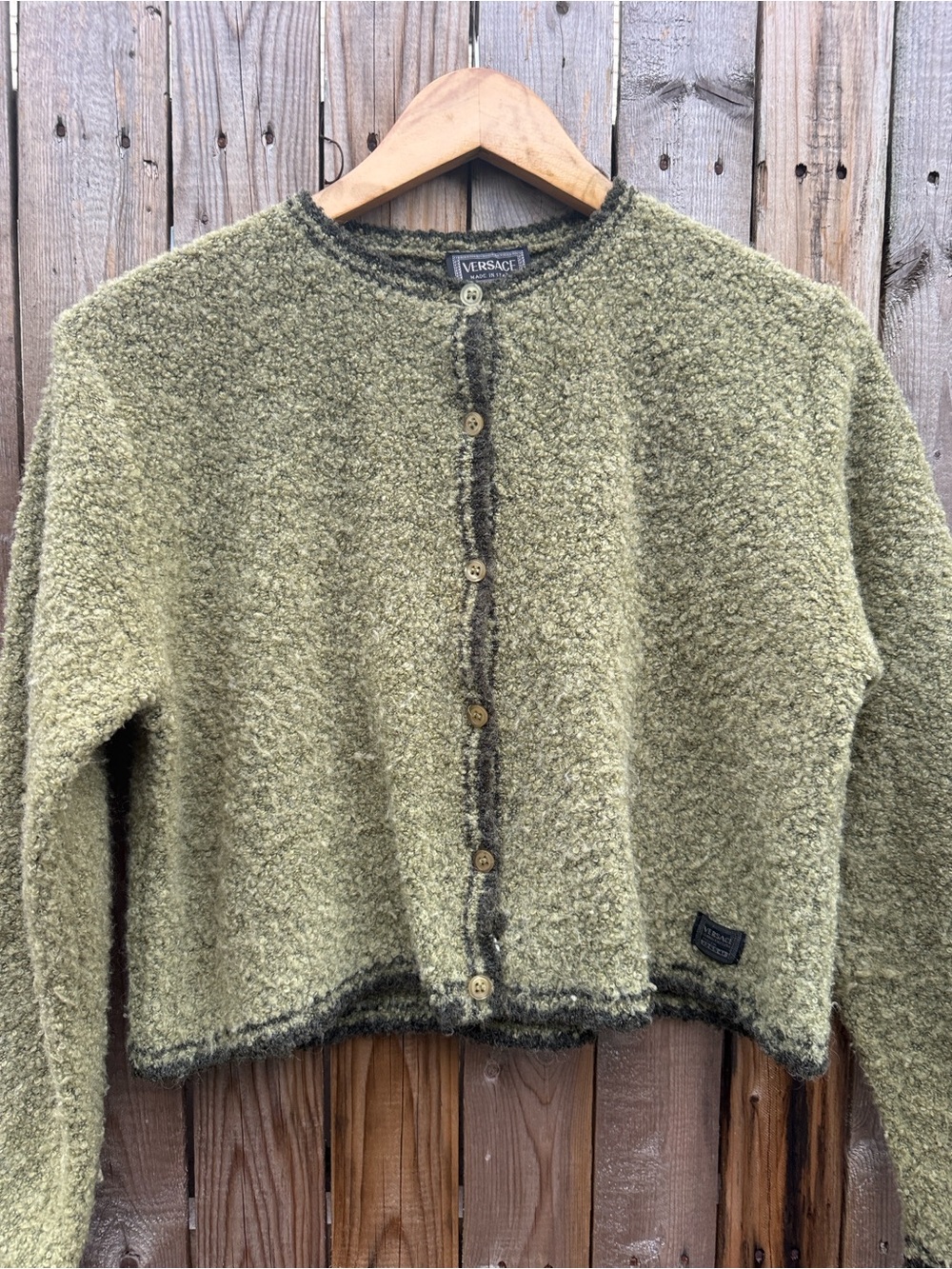 Versace wool Teddy Bouclé Cropped Cardigan